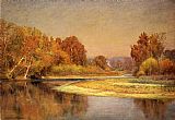 John Ottis Adams Canvas Paintings - Sycamores on the Whitewater